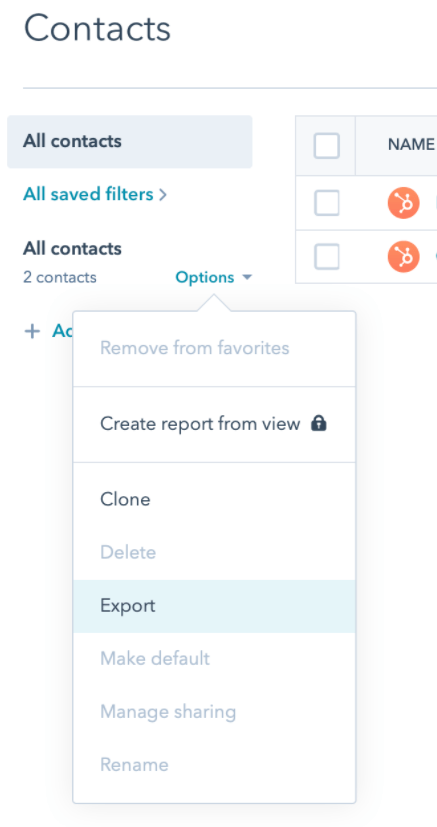 HubSpot Contacts Export