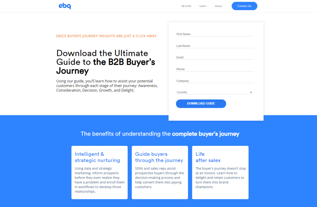 Landing page example