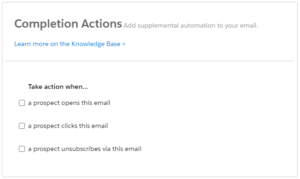 pardot list email completion actions