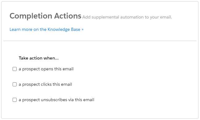 Pardot list email completion actions