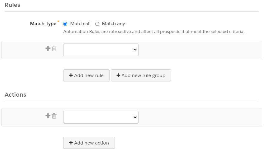 Pardot automation rule and action