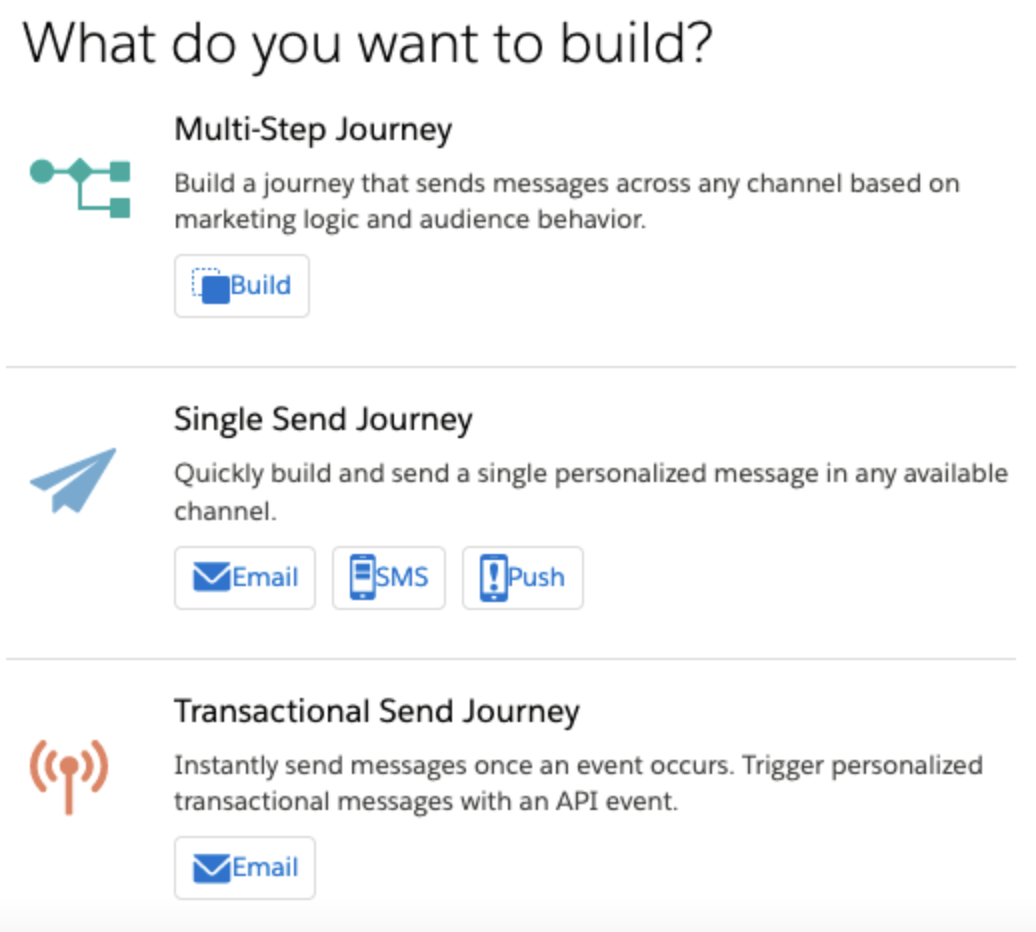 Marketing Cloud Journey Build Types