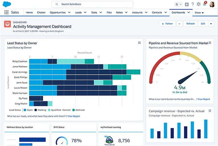 Salesforce Activity Management Dashboard