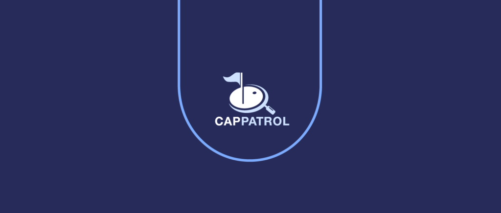 Cap Patrol logo over a dark blue background