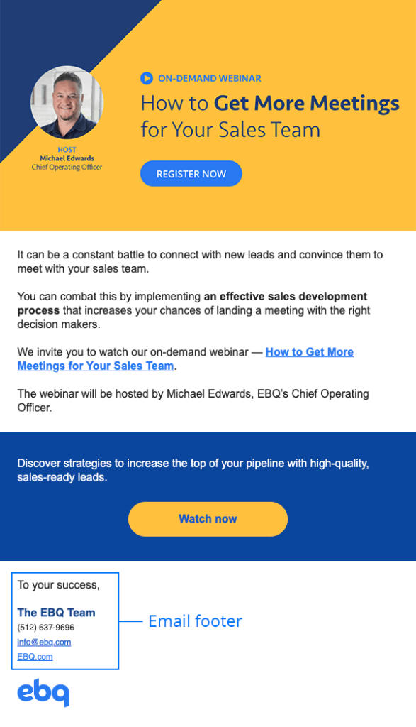 Newsletter email screenshot with footer highlighted