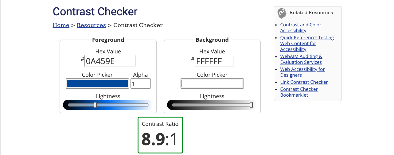 Web AIM Contrast Checker