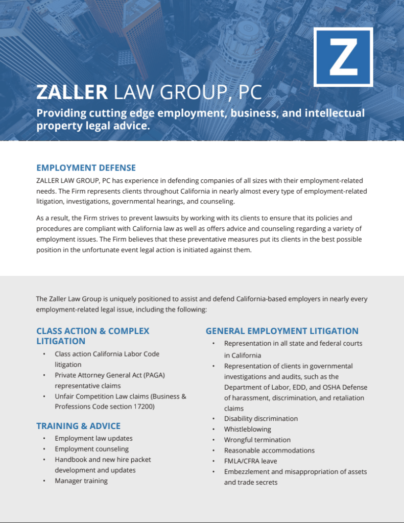 Zaller One Pager